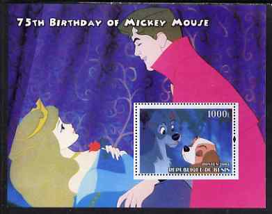 Benin 2004 75th Birthday of Mickey Mouse - Lady & the Tramp perf m/sheet unmounted mint