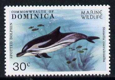 Dominica 1979 Striped Dolphin 30c unmounted mint (incorrectly described as spotted Dolphin) from Marine Wildlife set of 6, SG 661