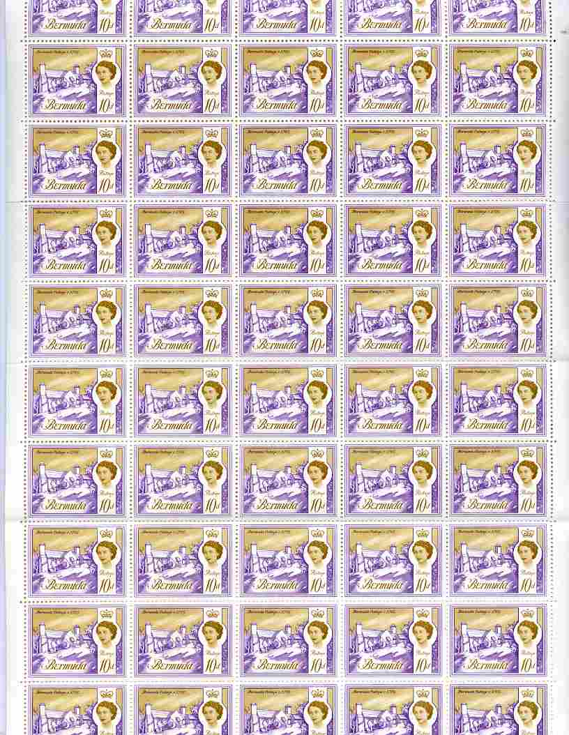 Bermuda 1966-69 Cottage 10d wmk sideways complete sheet of 60 unmounted mint SG 197