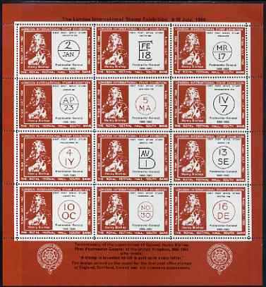 Cinderella - Great Britain 1960 London International Stamp Exhibition perf sheetlet containing 12 labels (Bishop Marks) on gummed paper unmounted mint