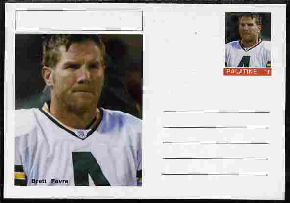 Palatine (Fantasy) Personalities - Brett Favre (American football) postal stationery card unused and fine