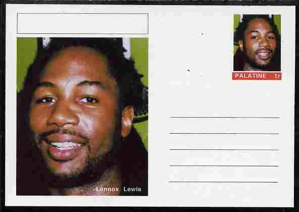 Palatine (Fantasy) Personalities - Lennox Lewis (boxing) postal stationery card unused and fine