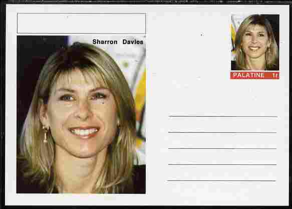 Palatine (Fantasy) Personalities - Sharon Davies (swimming) postal stationery card unused and fine