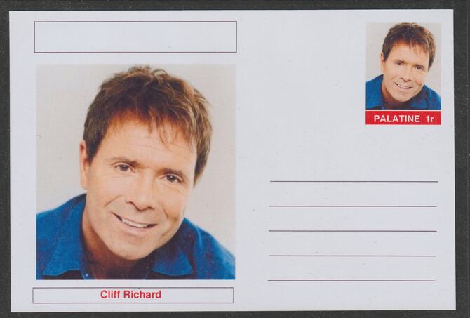 Palatine (Fantasy) Personalities - Cliff Richard postal stationery card unused and fine