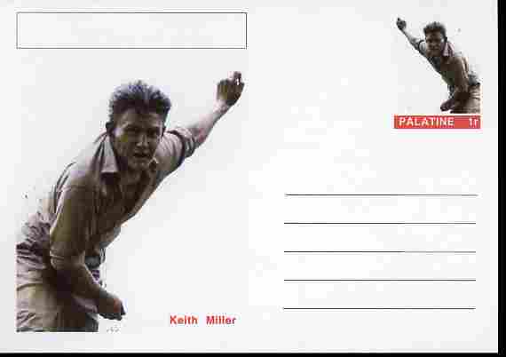Palatine (Fantasy) Personalities - Keith Miller (cricket) postal stationery card unused and fine
