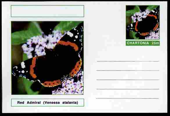 Chartonia (Fantasy) Butterflies - Red Admiral (Venessa atalanta) postal stationery card unused and fine