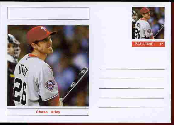 Palatine (Fantasy) Personalities - Chase Utley (baseball) postal stationery card unused and fine