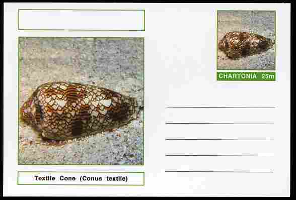Chartonia (Fantasy) Shells - Textile Cone (Conus textile) postal stationery card unused and fine