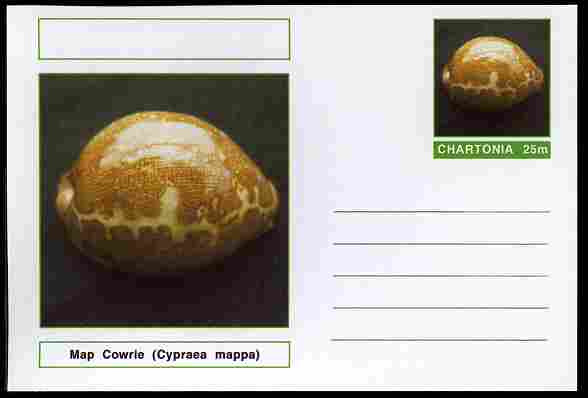 Chartonia (Fantasy) Shells - Map Cowrie (Cypraea mappa) postal stationery card unused and fine