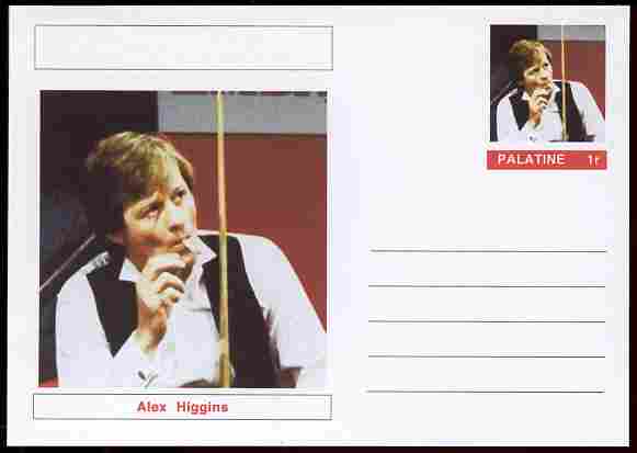 Palatine (Fantasy) Personalities - Alex Higgins (snooker) postal stationery card unused and fine
