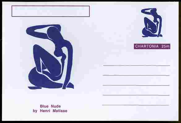 Chartonia (Fantasy) Famous Paintings - Blue Nude by Henri Matisse postal stationery card unused and fine