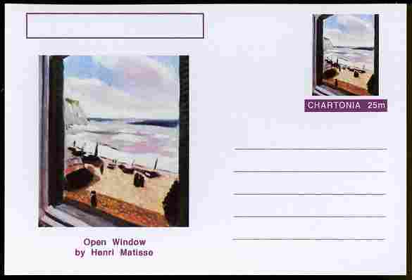 Chartonia (Fantasy) Famous Paintings - Open Window by Henri Matisse postal stationery card unused and fine