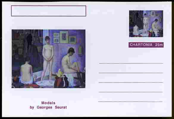 Chartonia (Fantasy) Famous Paintings - Models by Georges Seurat postal stationery card unused and fine