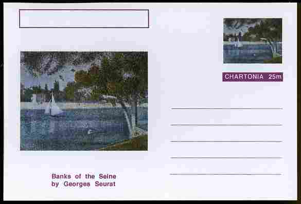 Chartonia (Fantasy) Famous Paintings - Banks of the Seine by Georges Seurat postal stationery card unused and fine