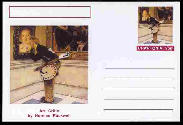 Chartonia (Fantasy) Famous Paintings - Art Critic by Norman Rockwell postal stationery card unused and fine