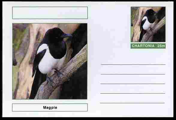 Chartonia (Fantasy) Birds - Magpie postal stationery card unused and fine