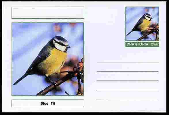 Chartonia (Fantasy) Birds - Blue Tit (Parus caeruleus) postal stationery card unused and fine