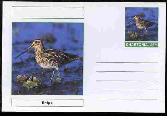 Chartonia (Fantasy) Birds - Snipe postal stationery card unused and fine