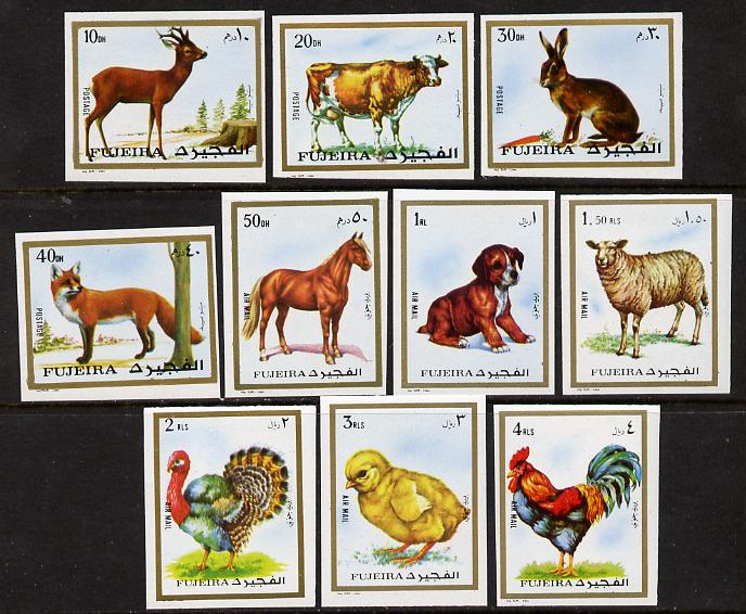 Fujeira 1972 Animals imperf set of 10 unmounted mint (Mi 1295-1304B)