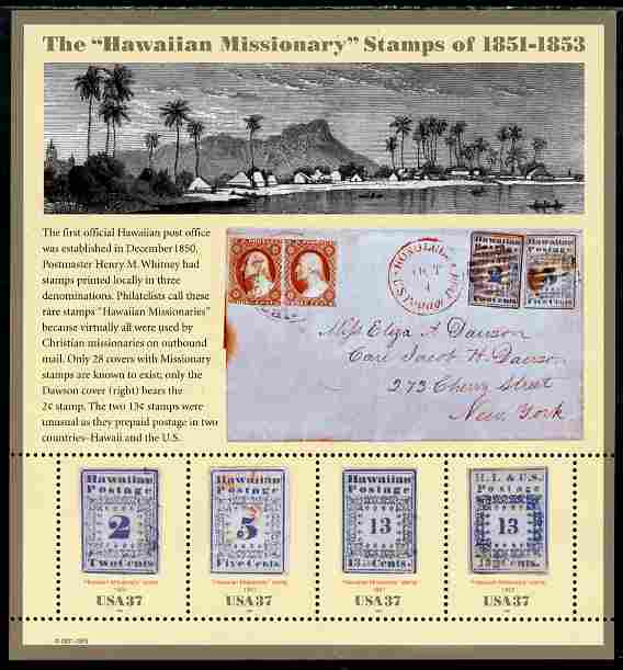United States 2002 Hawaiian Missionary Stamps perf m/sheet unmounted mint SG MS 4193