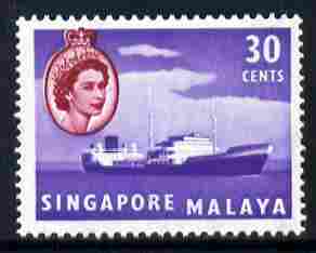 Singapore 1955-59 Oil Tanker 30c unmounted mint, SG 48