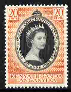 Kenya, Uganda & Tanganyika 1953 Coronation 20c unmounted mint SG 165