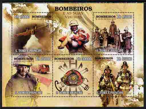 St Thomas & Prince Islands 2010 Fire Fighters perf sheetlet containing 5 values unmounted mint