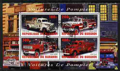 Burundi 2010 Fire Engines #1 perf sheetlet containing 4 values fine cto used