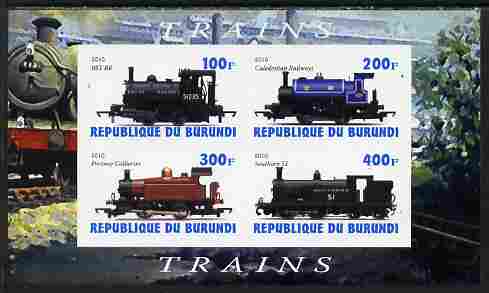 Burundi 2010 Steam Locomotives #2 imperf sheetlet containing 4 values unmounted mint