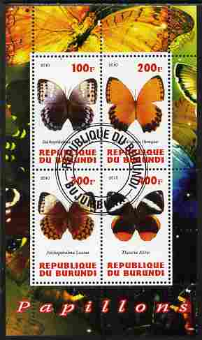 Burundi 2010 Butterflies #1 perf sheetlet containing 4 values fine cto used
