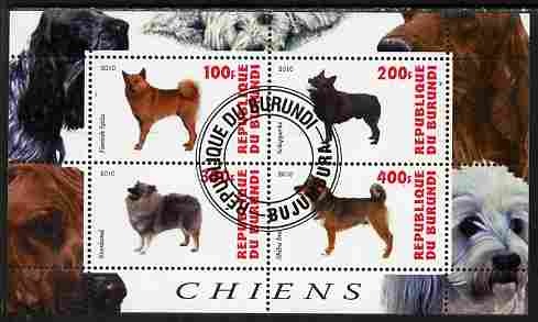 Burundi 2010 Dogs #1 perf sheetlet containing 4 values fine cto used