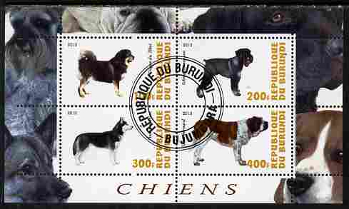 Burundi 2010 Dogs #2 perf sheetlet containing 4 values fine cto used