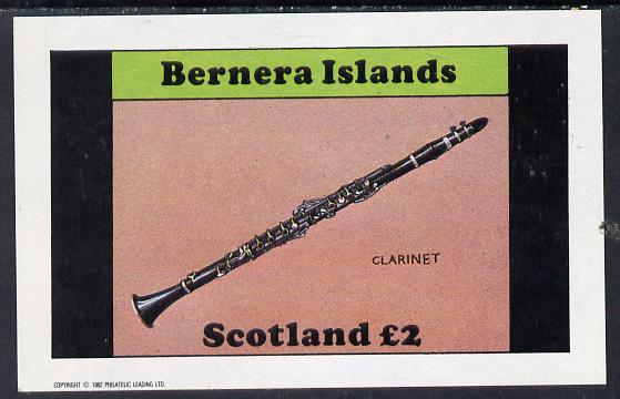 Bernera 1982 Musical Instruments (Clarinet) imperf deluxe sheet (£2 value) unmounted mint
