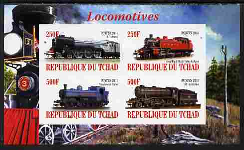 Chad 2010 Steam Locomotives imperf sheetlet containing 4 values unmounted mint