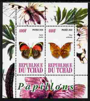 Chad 2010 Butterflies #3 perf sheetlet containing 2 values unmounted mint