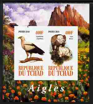 Chad 2010 Birds of Prey #2 imperf sheetlet containing 2 values unmounted mint