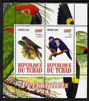 Chad 2010 Parrots #1 perf sheetlet containing 2 values unmounted mint