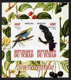 Chad 2010 Parrots #2 imperf sheetlet containing 2 values unmounted mint