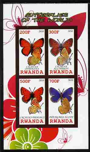 Rwanda 2010 Butterflies of the World #2 imperf sheetlet containing 4 values unmounted mint