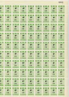 Northern Rhodesia 1951-68 Railway Parcel stamp 4d (small numeral) overprinted CB (Chisamba) in complete sheet of 120 with sheet number