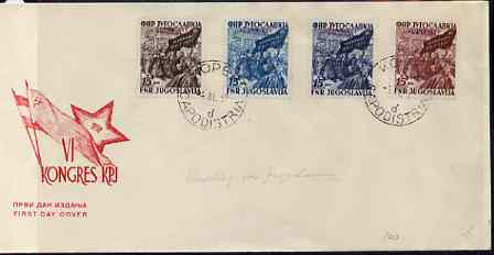 Yugoslavia - Trieste 1952 Communist Party Congress set of 4 on illustrated unaddressed cover with first day cancels, Mi 100 Dm