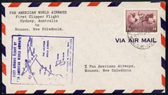 Australia 1947 First Clipper Flight cover (illustrated with Map cachet) from Sydney to New Caledonia