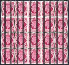 GB Great Britain 1939 KG6 8d unmounted mint block of 20 (5x4) with Post Office Training bars opt, difficult in blocks