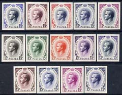 Monaco 1955 seln of 14 different colour trials for the 15f (SG521) mounted mint or unmounted mint