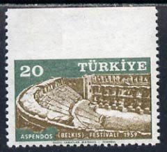 Turkey 1959 Aspendos Festival 20k unmounted mint marginal imperf between stamp and margin