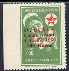 Turkey 1956 Child Welfare 150k unmounted mint marginal imperf between stamp and margin
