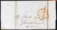 GB Great Britain 1840 pre-stamp PAID handstamp on wrapper to Yorkshire