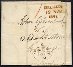 GB Great Britain 1841 wrapper to Edinburgh with fine KIRKCALDY/ 12 APR/ 1841 in red