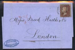 GB Great Britain 1853 wrapper to London bearing 1d stars perf 14