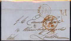 GB Great Britain 1846 cover to London with 1d & Leeds d/ring both in red